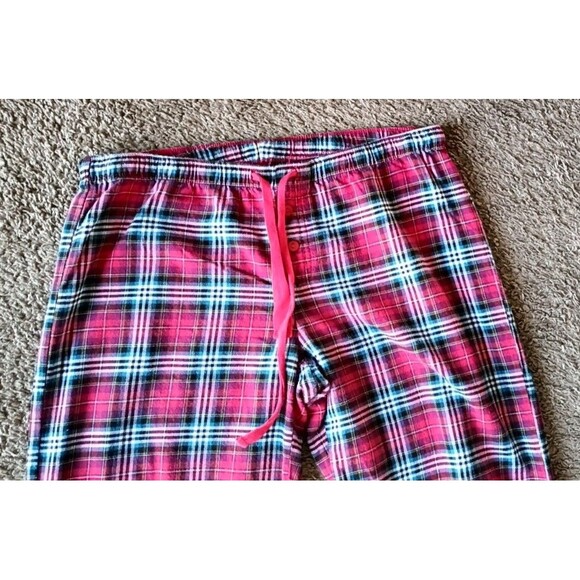 Gap Body Flannel Pajama Pants Size Medium Lounge Roll Tab Hem Red Plaid - Picture 4 of 8